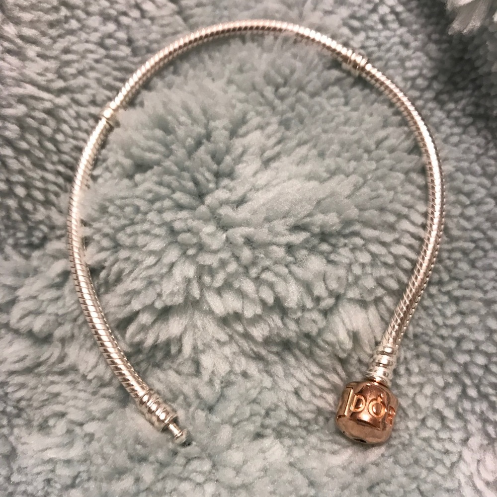 Pandora bracelet with rose gold clasp